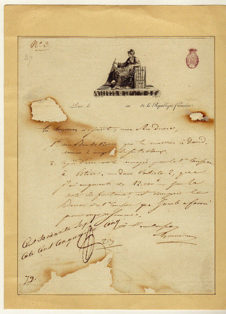 LOUIS ANTOINE FAUVELET de BOURRIENNE FRENCH DIPLOMAT AUTOGRAPH SIGNED DOCUMENT - K-townConsignments