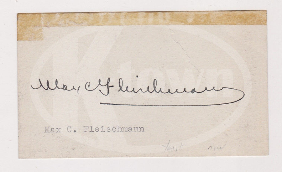 MAJOR MAX FLEISCHMANN SANTA BARBARA FOUNDATION FOUNDER AUTOGRAPH SIGNATURE CARD - K-townConsignments