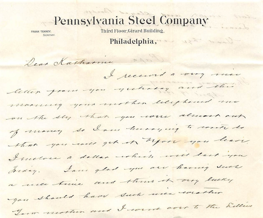 PENNSYLVANIA STEEL COMPANY PHILADELPHIA PA ANTIQUE SIGNED ADVERTISING LETTER - K-townConsignments