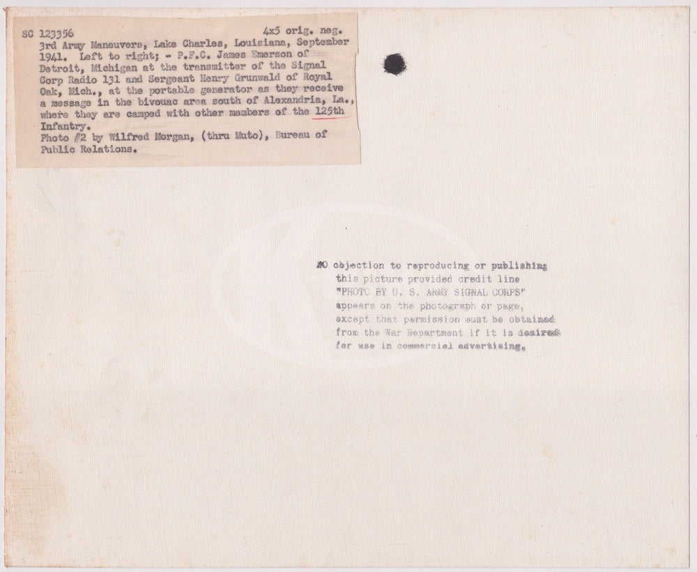 3RD ARMY LAKE CHARLES LOUISIANA RADIO GENERATOR OPERATOR VINTAGE MILITARY PHOTO - K-townConsignments