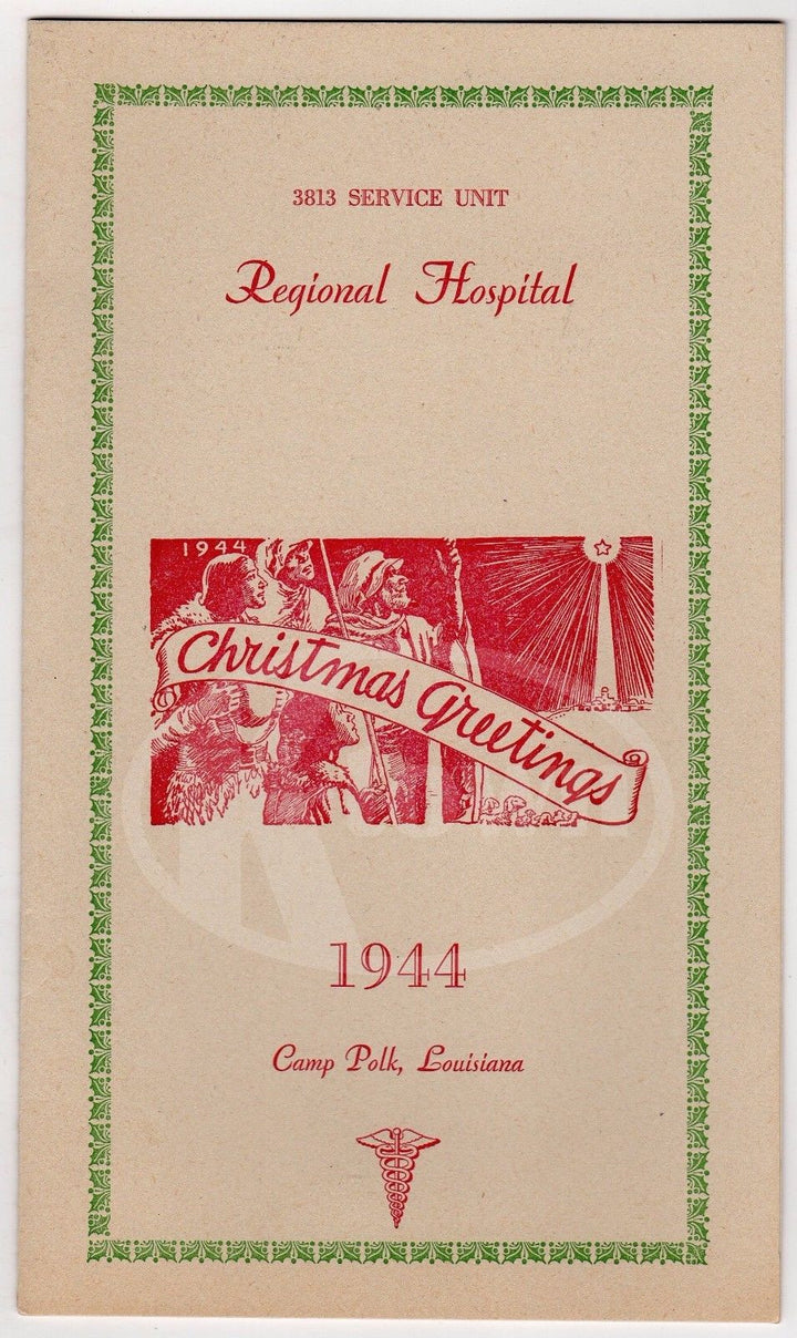 CAMP POLK LOUISIANA HOSPITAL VINTAGE WWII ARMY BASE CHRISTMAS DINNER MENU 1944 - K-townConsignments