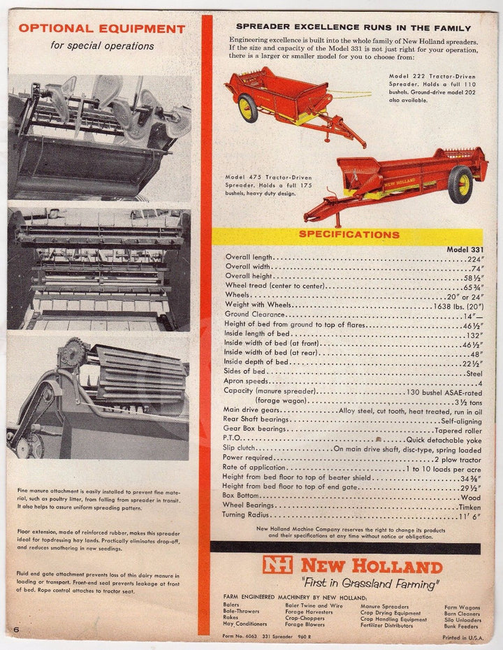 NEW HOLLAND FARM EQUIPMENT POWER SPREADER VINTAGE GRAPHIC ADVERTISING BROCHURE - K-townConsignments