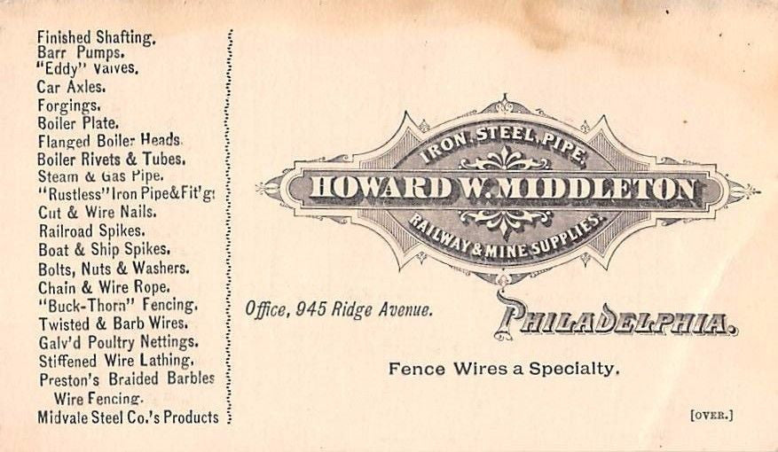 HOWARD MIDDLETON MINING & RAILROAD TOOLS ANTIQUE SALES PRICE LIST ADVERTISING - K-townConsignments