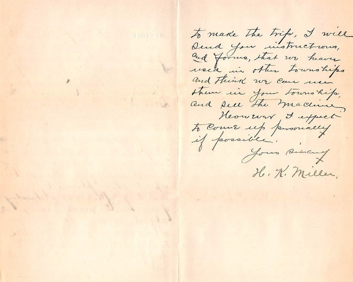 H. K. MILLER SHOEMAKERSVILLE PA FARMING ANTIQUE AUTOGRAPH SIGNED LETTER & MAILER - K-townConsignments
