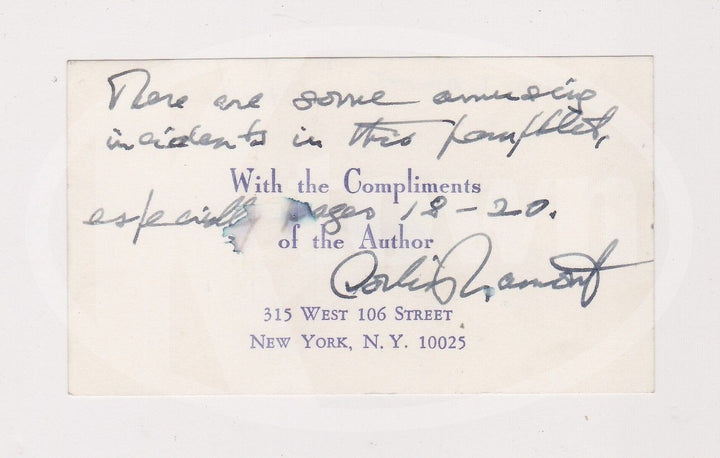 CORLISS LAMONT ACLU CIVIL LIBERTIES SOCIALIST PHILOSOPHER AUTOGRAPH SIGNATURE - K-townConsignments