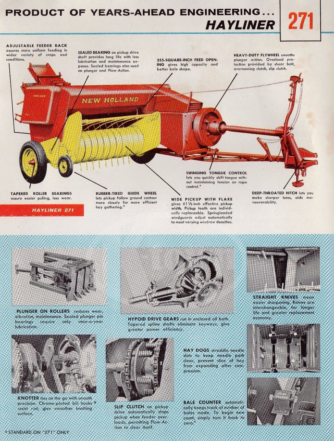 NEW HOLLAND FARM MACHINERY HAYLINER 270 271 VINTAGE GRAPHIC ADVERTISING BROCHURE - K-townConsignments