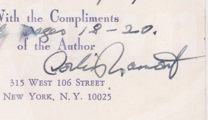 CORLISS LAMONT ACLU CIVIL LIBERTIES SOCIALIST PHILOSOPHER AUTOGRAPH SIGNATURE - K-townConsignments