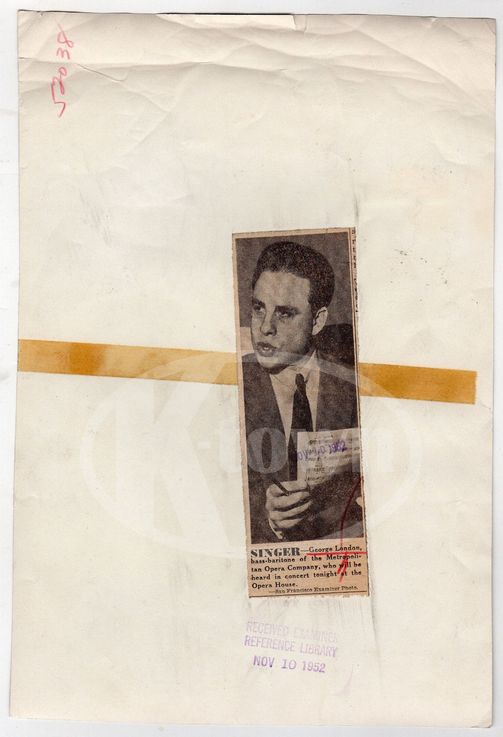 GEORGE LONDON BARITONE OPERA MUSIC SINGER VINTAGE CANDID PRESS PHOTOGRAPH - K-townConsignments