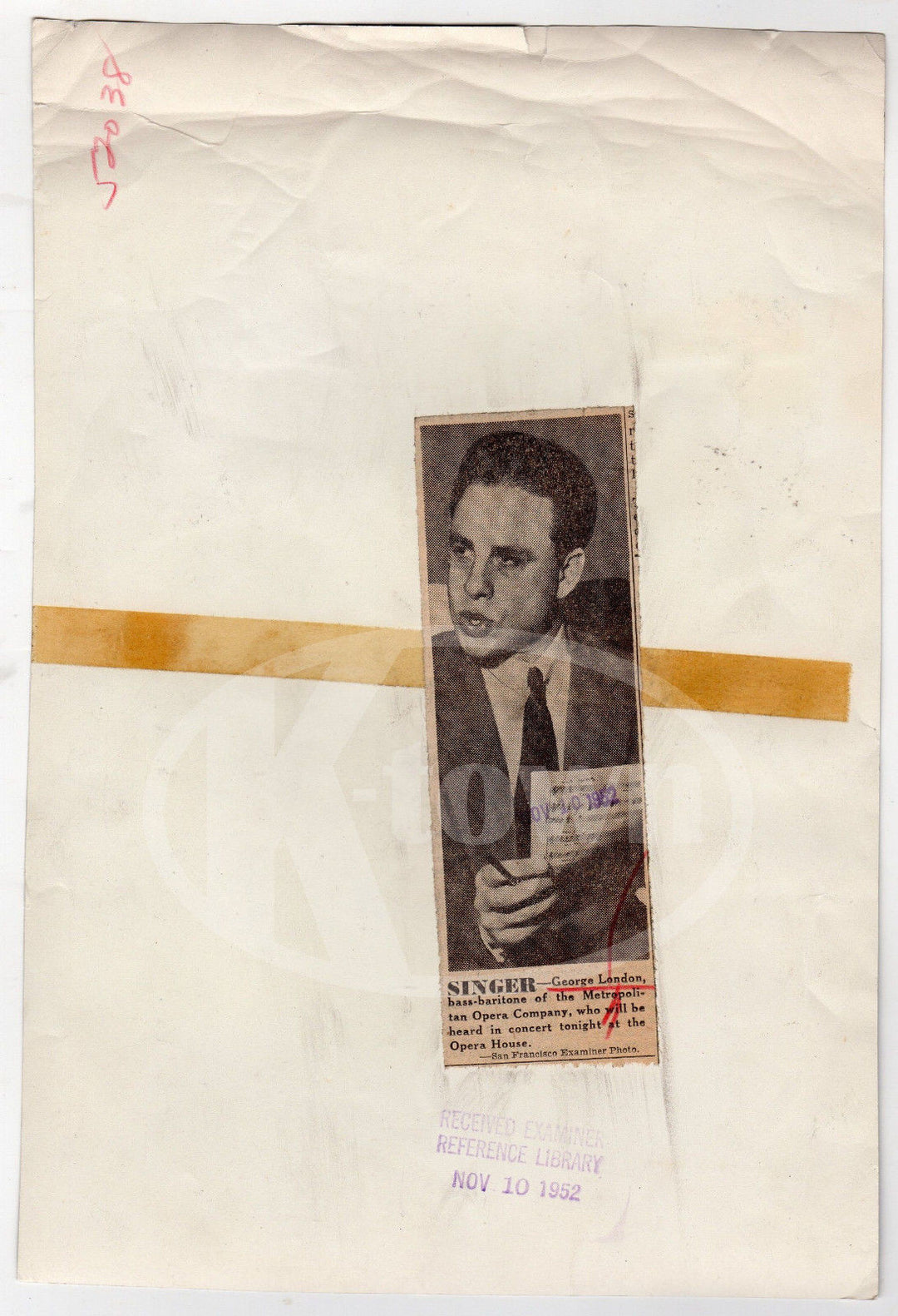 GEORGE LONDON BARITONE OPERA MUSIC SINGER VINTAGE CANDID PRESS PHOTOGRAPH - K-townConsignments