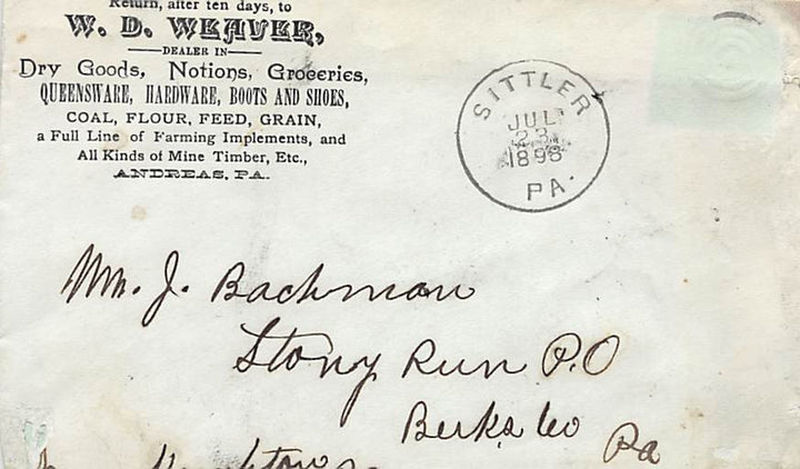 WEAVER'S DRY GOODS GROCERY HARDWARE STORE ANDREAS PA ANTIQUE SIGNED ADVERTISING - K-townConsignments