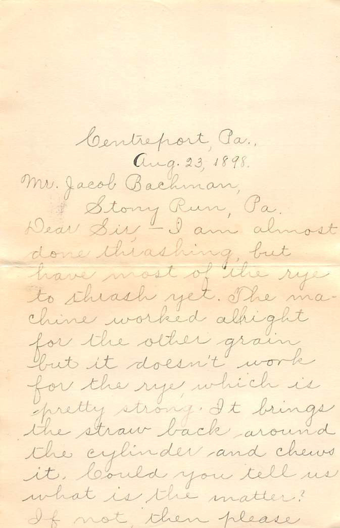 JACOB YODER CENTERPORT PA FARMING ANTIQUE AUTOGRAPH SIGNED LETTER & MAIL COVER - K-townConsignments