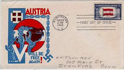 AUSTRIA WWII VICTORY V-MAIL VINTAGE STAMPED GRAPHIC ART POSTAL MAIL COVER 1943 - K-townConsignments