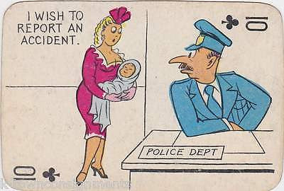 I WISH TO REPORT AN ACCIDENT BABY VINTAGE CARTOON GRAPHIC ART COMIC PLAYING CARD - K-townConsignments