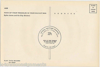 SPIKE JONES & HIS CITY SLICKERS VINTAGE GET WELL MUSCIAL PROMO POSTCARD RECORD - K-townConsignments