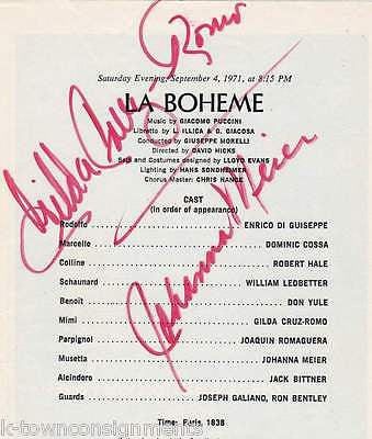 JOHANNA MEIER / GILDA CRUZ-ROMO LA BOHEME OPERA AUTOGRAPH SIGNED PROGRAM PAGE - K-townConsignments