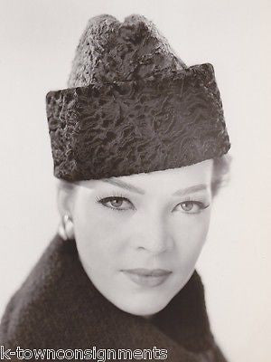 LILLY DACHE FASHION MODEL NANCY WESTBROOK VINTAGE FUR HAT EYE GAZE PROMO PHOTO - K-townConsignments