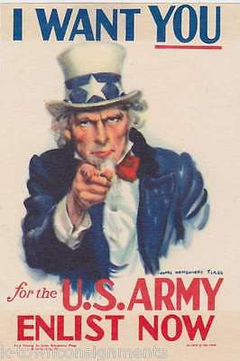 I WANT YOU! UNCLE SAM ARMY VINTAGE WWII HOME FRONT GRAPHIC ART MINI POSTER DECAL - K-townConsignments