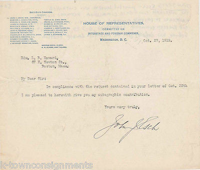 JOHN ESCH WISCONSIN CONGRESS 1919 AUTOGRAPHED SIGNED SENATE STATIONARY - K-townConsignments