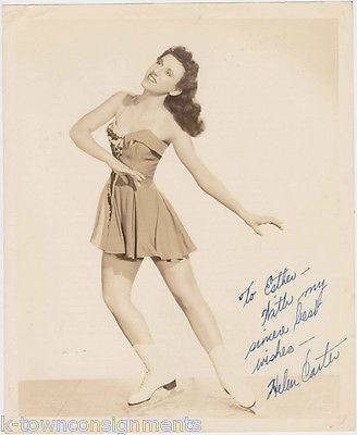 HELEN CARTER 1940s ICE SKATING DRESS ACTRESS VINTAGE AUTOGRAPH SIGNED PHOTO - K-townConsignments