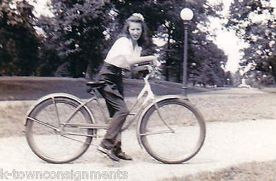 Young Woman Riding an Old Bicycle Vintage Girls Bike Snapshot Photograph - K-townConsignments