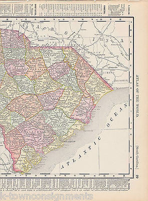 South Carolina State Antique 1898 Graphic Illustration Map Atlas Print - K-townConsignments