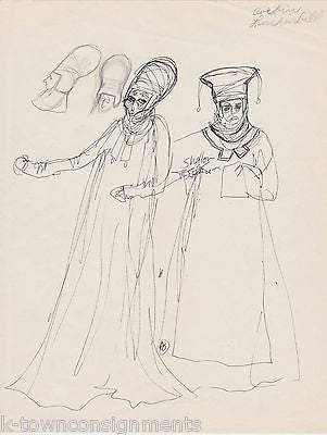 HAL GEORGE THEATRE COSTUME DESIGNER VINTAGE AUTOGRAPH SIGNED ORIGINAL SKETCHES - K-townConsignments