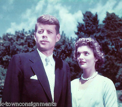 JOHN & JACKIE KENNEDY EARLY VINTAGE COLOR NEWS ARCHIVE REVERSE PRINT PRESS PHOTO - K-townConsignments