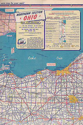 OHIO STATE COLUMBUS GULF OIL VINTAGE GRAPHIC ADVERTISING FOLD-OUT MAP - K-townConsignments