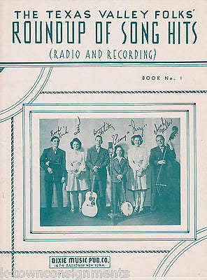 TEXAS VALLEY FOLKS 1940s HILLBILLY MUSIC COUNTRY AUTOGRAPH SIGNED SONG LYRIC BK - K-townConsignments