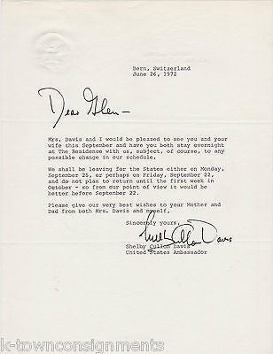 SHELBY CULLOM DAVIS US AMBASSADOR TO SWITZERLAND AUTOGRAPH SIGNED LETTER LOT - K-townConsignments