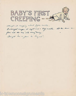 Baby's First Creeping Baby Crawling Antique Graphic Illlustration Nursery Print - K-townConsignments