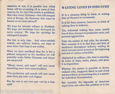 SUPERVISOR'S MEMORY JOGGER WWII ANTI GERMAN HOME FRONT CARTOON ART WORKFORCE - K-townConsignments