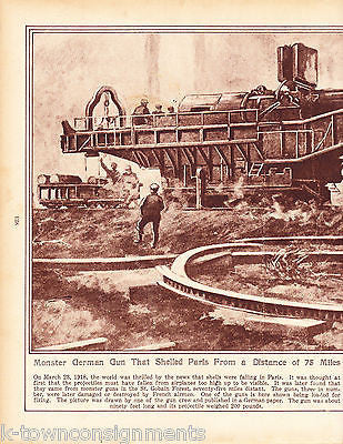 MONSTER GERMAN GUN THAT SHELLED PARIS VINTAGE NEWS PHOTO POSTER PRINT 1921 - K-townConsignments