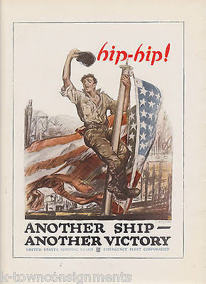US NAVY HOMEFRONT AMERICAN FLAG WAR EFFORT VINTAGE WWI GRAPHIC ART POSTER PRINT - K-townConsignments