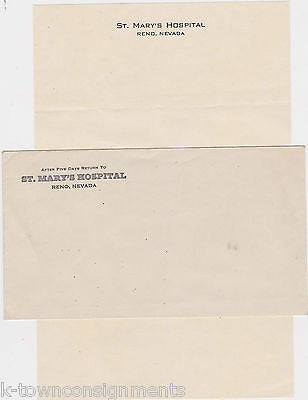 St. MARY'S HOSPITAL RENO NEVADA VINTAGE GRAPHIC AD STATIONERY LETTERHEAD & COVER - K-townConsignments