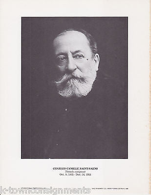 Charles Camille Saint-Saens Composer Vintage Portrait Gallery Poster Photo Print - K-townConsignments