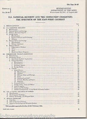 US NATIONAL SECURITY & THE COMMUNIST CHALLENGE VINTAGE COLD WAR ARMY GUIDE BOOK - K-townConsignments