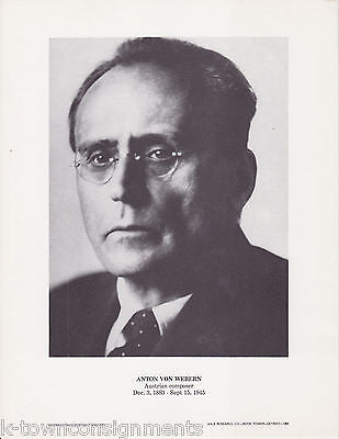 Anton von Webern Austrian Composer Vintage Portrait Gallery Poster Photo Print - K-townConsignments