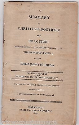 CHRISTIAN DOCTRINE & PRACTICE FOR NEW WORLD SETTLERS CT MISSIONARY BOOKLET 1804 - K-townConsignments