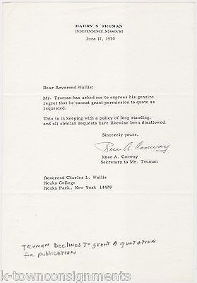 ROSE CONWAY PRESIDENT TRUMAN SECRETARY AUTOGRAPH SIGNED STATIONERY LETTERHEAD - K-townConsignments