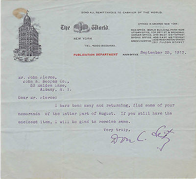 DON SEITZ CIVIL WAR CORRESPONDENT AUTOGRAPH ED NEW YORK WORLD NEWS STATIONERY - K-townConsignments