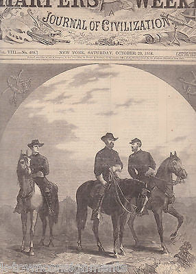 CIVIL WAR CALVARY OFFICERS MERRIT KAUTZ & WILSON ANTIQUE ENGRAVING PRINT 1864 - K-townConsignments