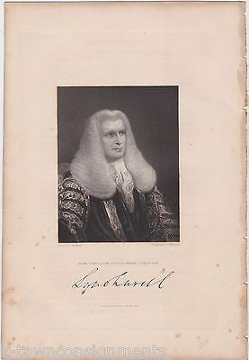 JOHN SINGLETON COPLEY BARON LYNDHURST ANTIQUE SIGNATURE ENGRAVING PRINT 1835 - K-townConsignments