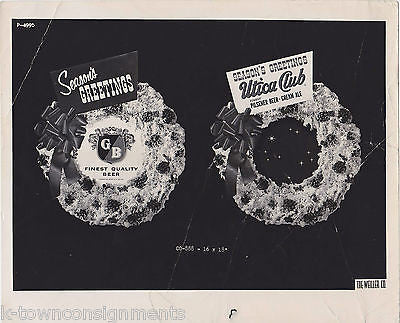 GRIESEDIECK BROS. & UTICA CLUB BEER VINTAGE CHRISTMAS SEASONS GREETINGS AD PHOTO - K-townConsignments