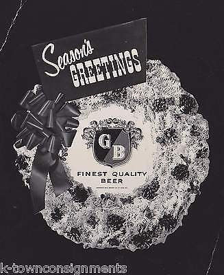 GRIESEDIECK BROS. & UTICA CLUB BEER VINTAGE CHRISTMAS SEASONS GREETINGS AD PHOTO - K-townConsignments