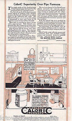 CALORIC PIPELESS FURNACES VINTAGE 1920s ART DECO GRAPHIC ART ADVERTISING FLYER - K-townConsignments