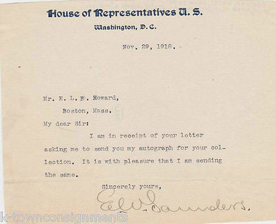 EDWARD SAUNDERS VA CONGRESS VINTAGE AUTOGRAPHED SIGNED POLITICAL STATIONERY - K-townConsignments