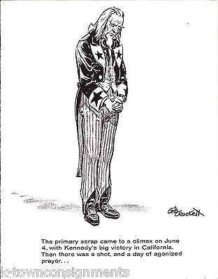 UNCLE SAM MOURNING BOBBY KENNEDY ASSASSINATION GIB CROCKETT POLITICAL CARTOON - K-townConsignments