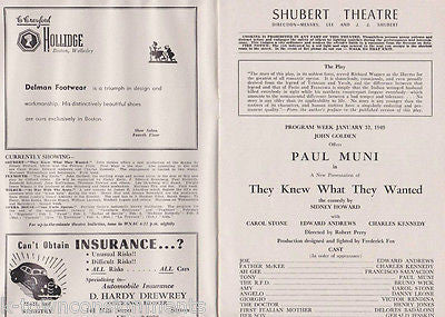 CAROL STONE 'THEY KNEW WHAT THEY WANTED' MOVIE ACTRESS AUTOGRAPH SIGNED PLAYBILL - K-townConsignments