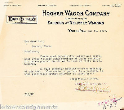 HOOVER WAGON CO ANTIQUE GRAPHIC ADVERTISING STATIONERY 1917 - K-townConsignments